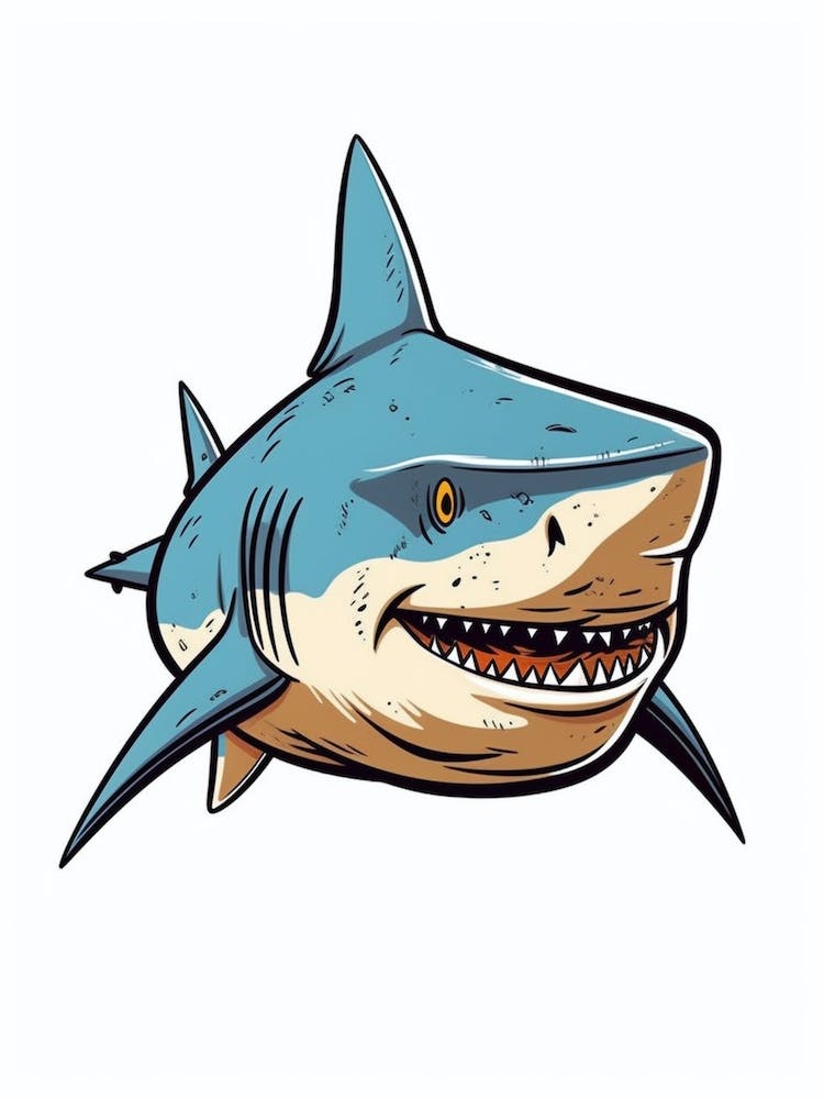 A Bull Shark In A Vintage Cartoon Style 2