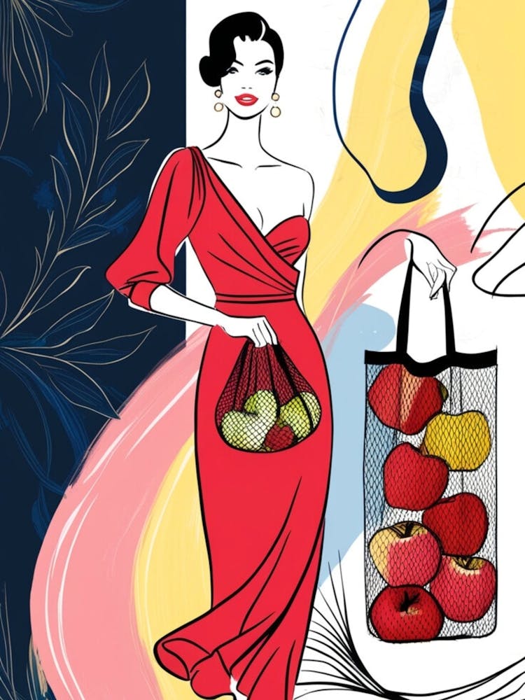 Illustration Of A Woman Holding Apples 1
