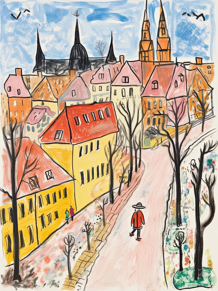 Warsaw, Dreamy Storybook Illustration 1