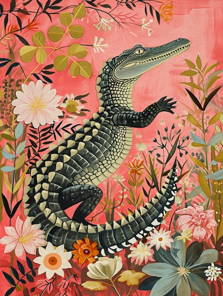 Floral Animal Painting Crocodile 3