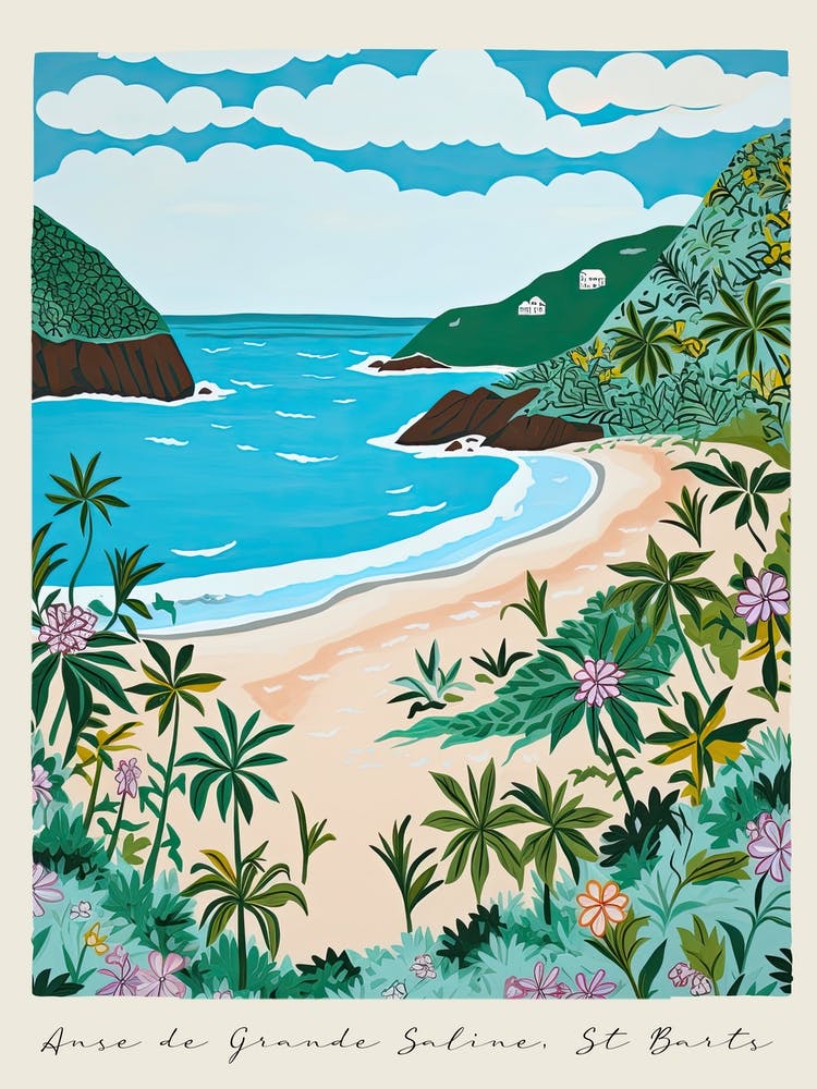 Poster Of Anse De Grande Saline St Barts, Matisse And Rousseau Style 2
