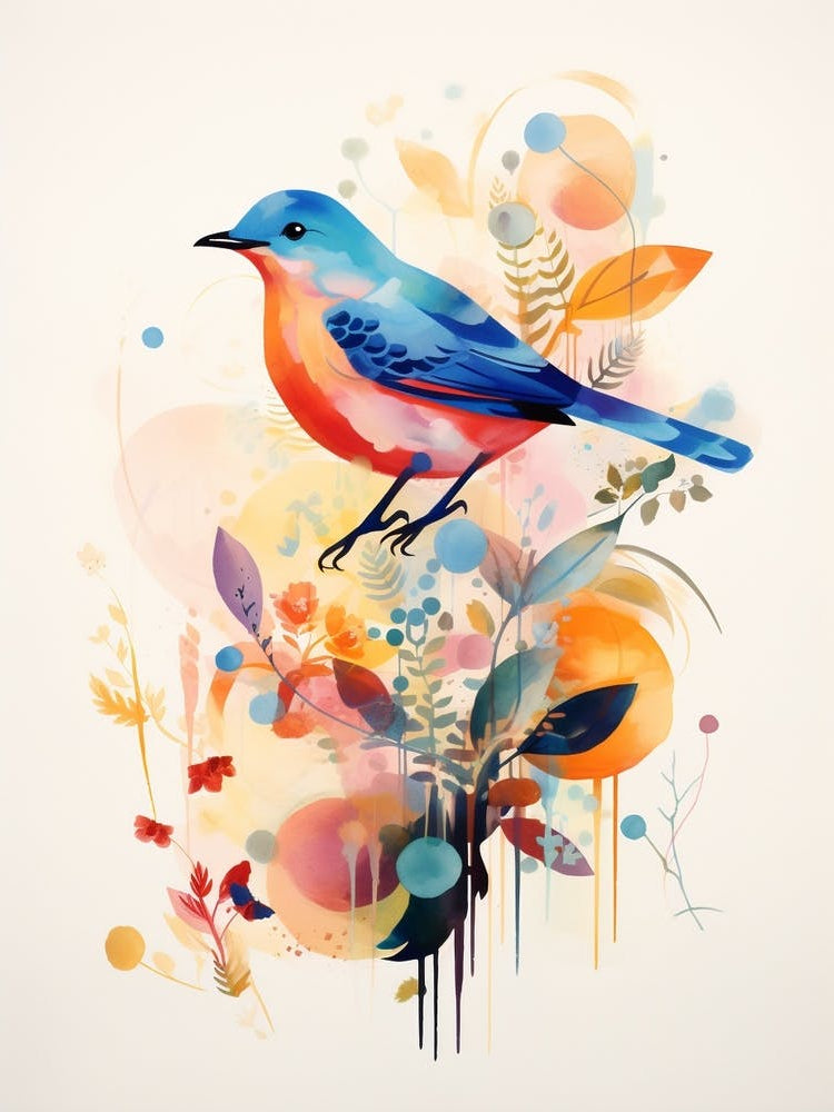 Bird Painting Collage Bluebird 1