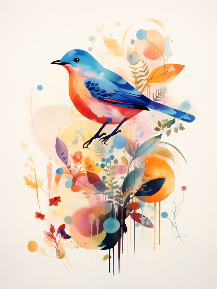 Bird Painting Collage Bluebird 1