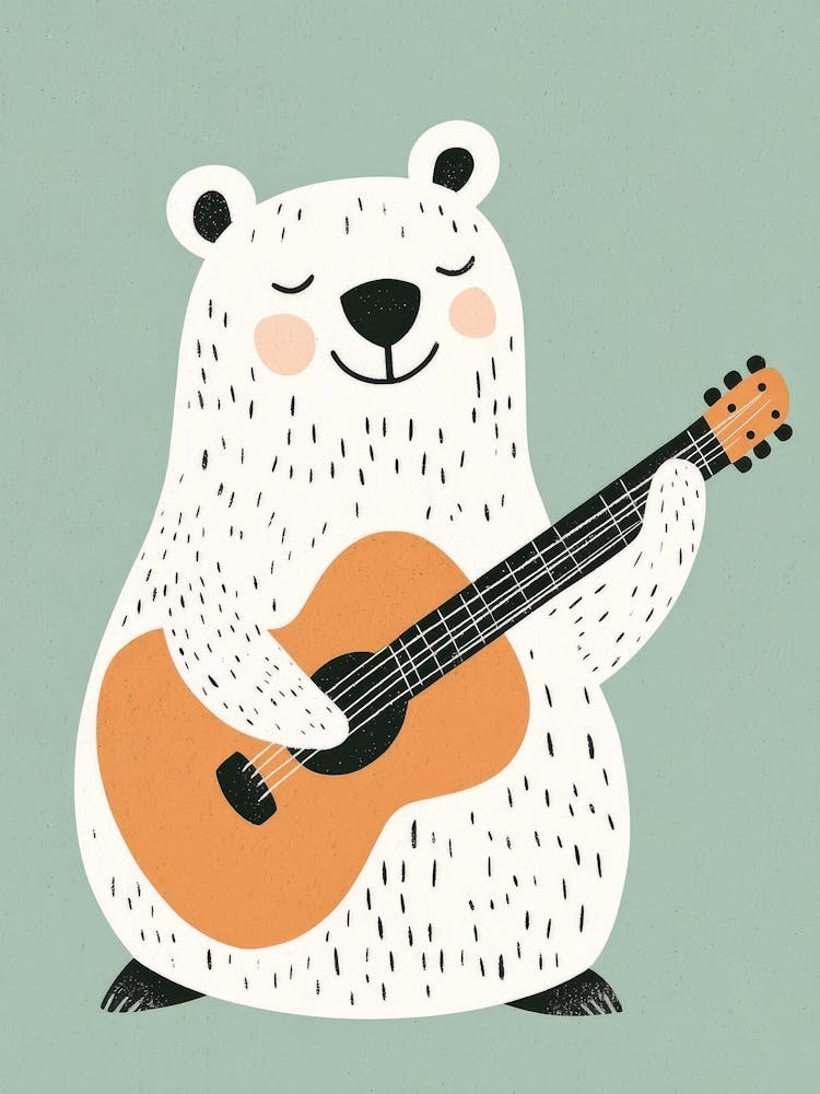 Polar Bear Playing Guitar