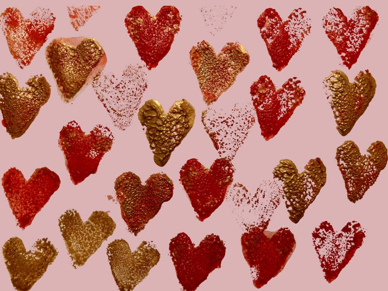 Red And Golden Hearts with Solid Background by DollyJ