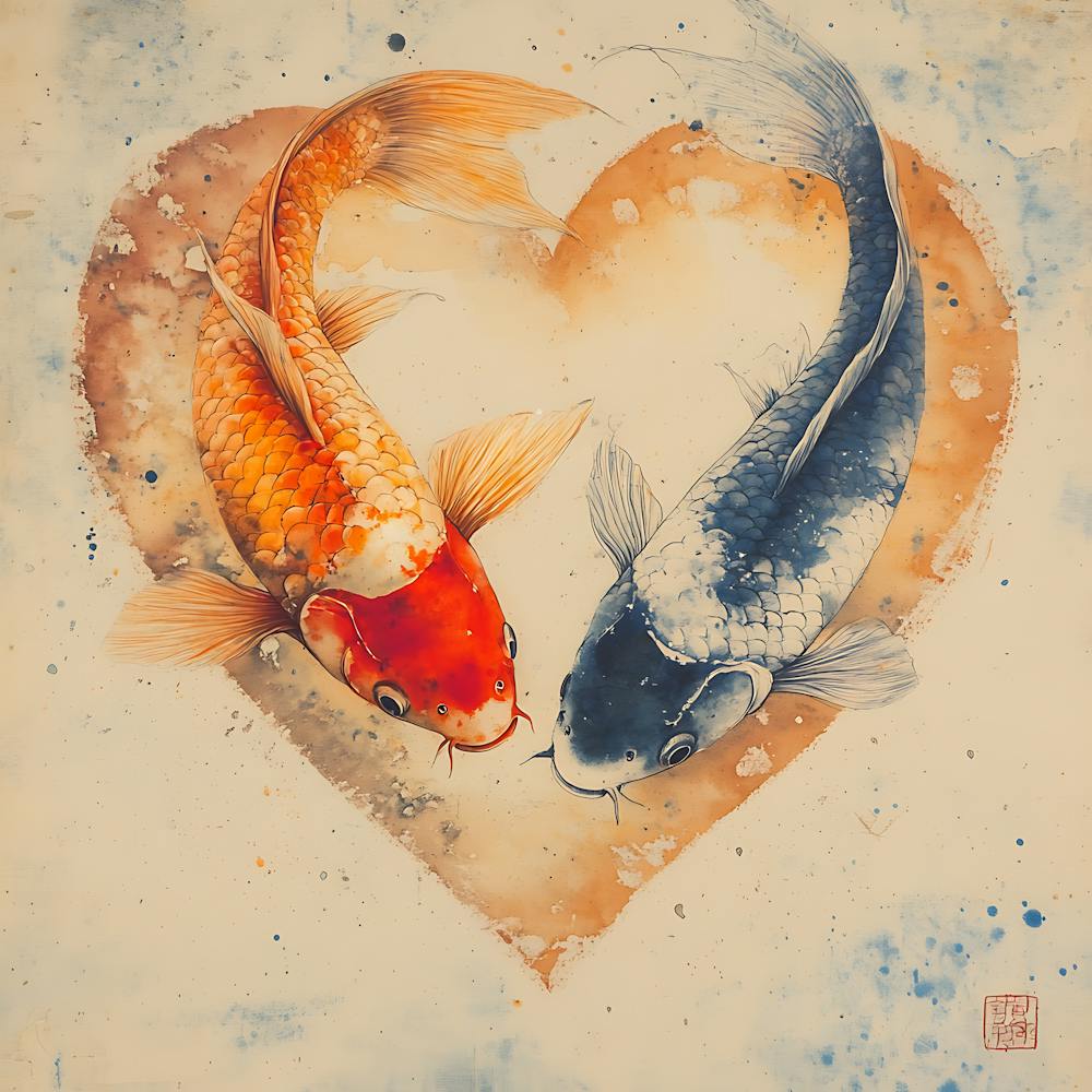 Koi Fish In Heart 1