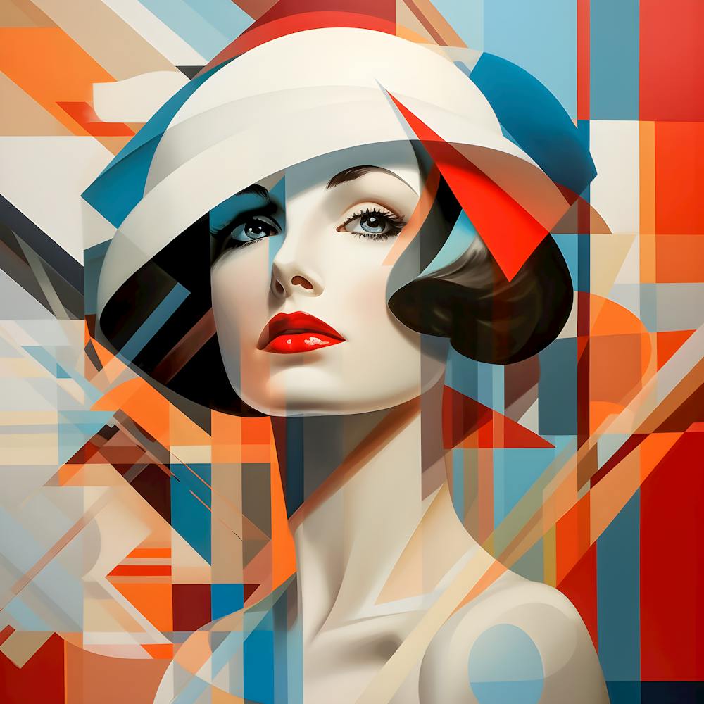 Modern Pop Art Portrait – Abstract Woman in Bold Geometric Shapes and Vibrant Colors