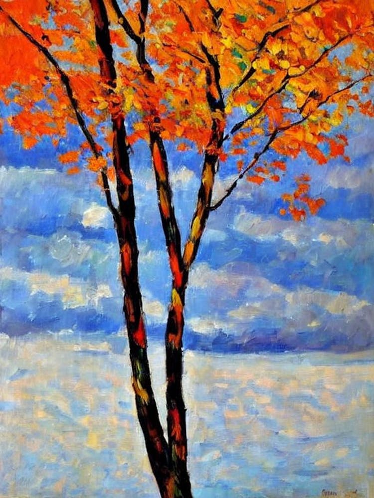 Birch 2 tree Abstract Block Colour