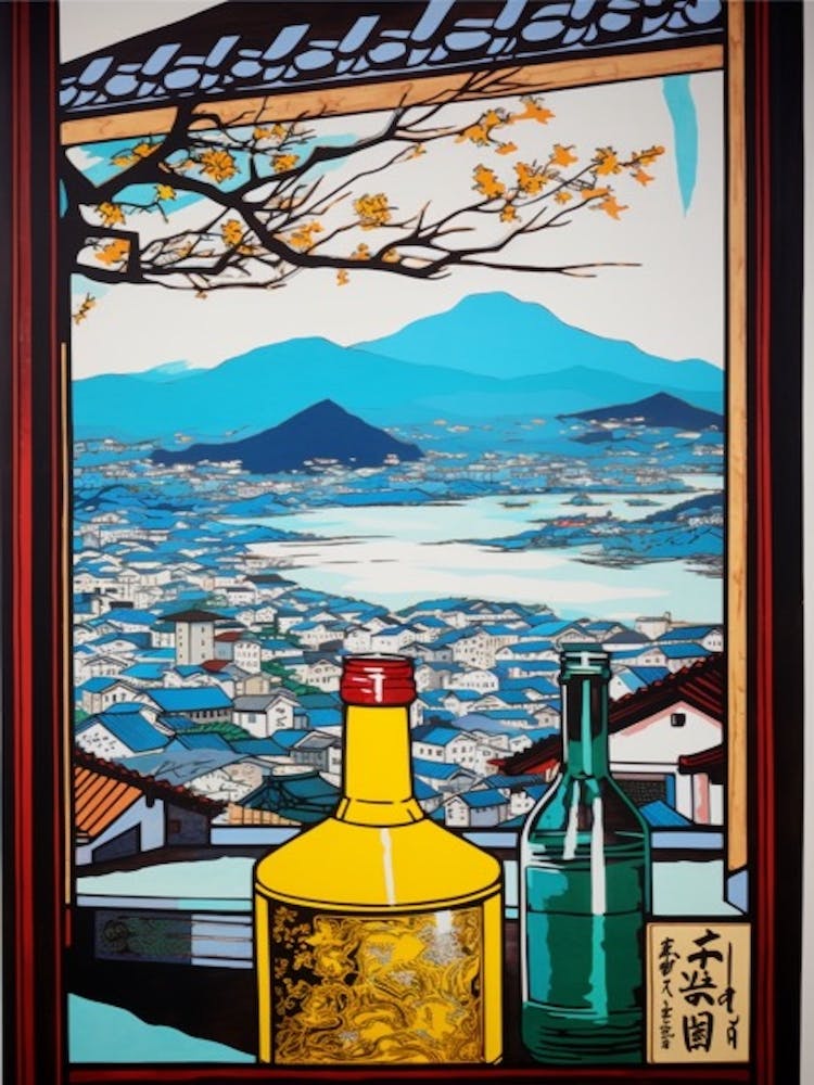 Window View Of Seoul South Korea In The Style Of Pop Art 1