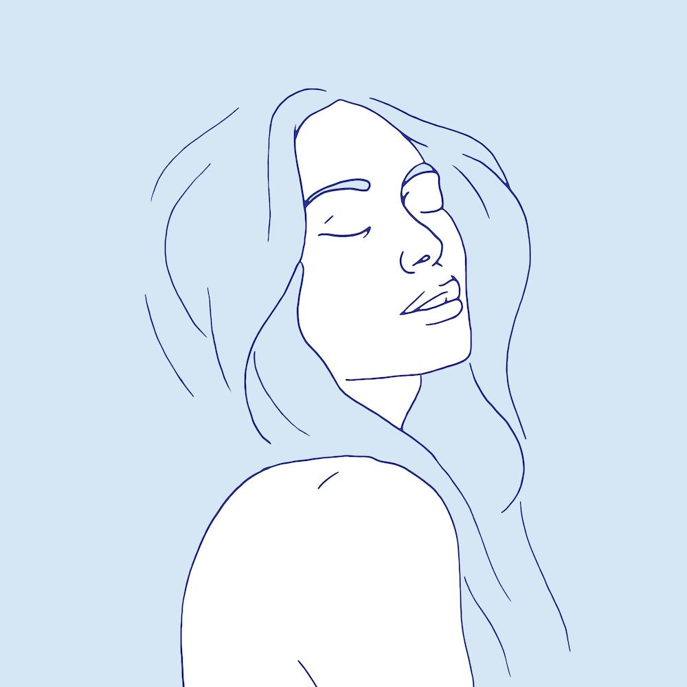Woman In Reverie Light Blue Square