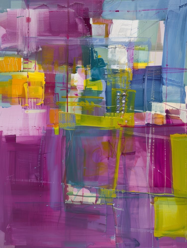 Abstract Painting, Purple And Yellow