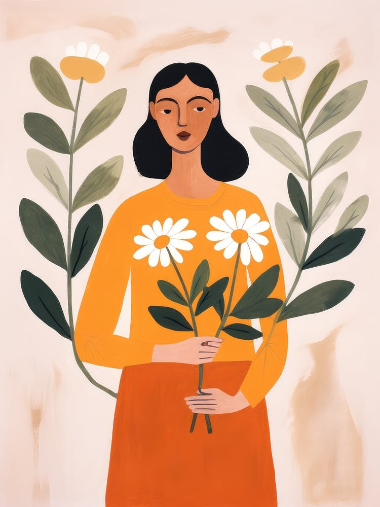 Woman Holding Flowers