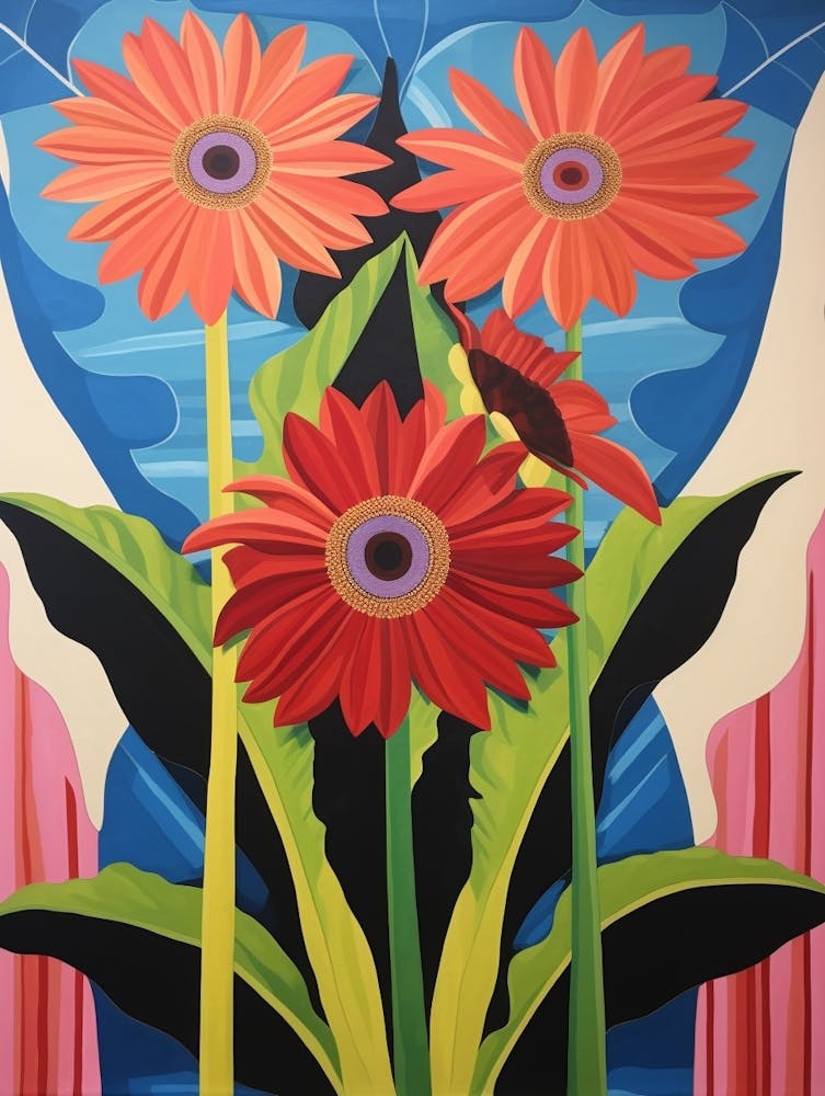 Flower Motif Painting Gerbera Daisy 1