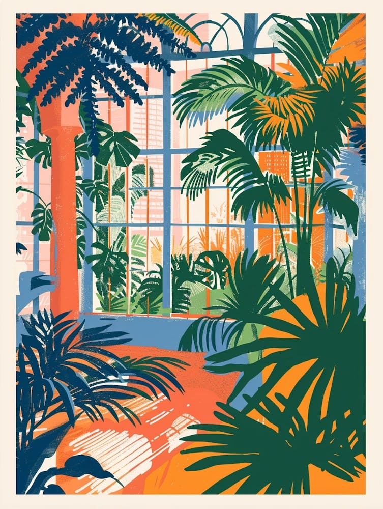 Brooklyn Botanic Garden New York Colourful Silkscreen Illustration 1