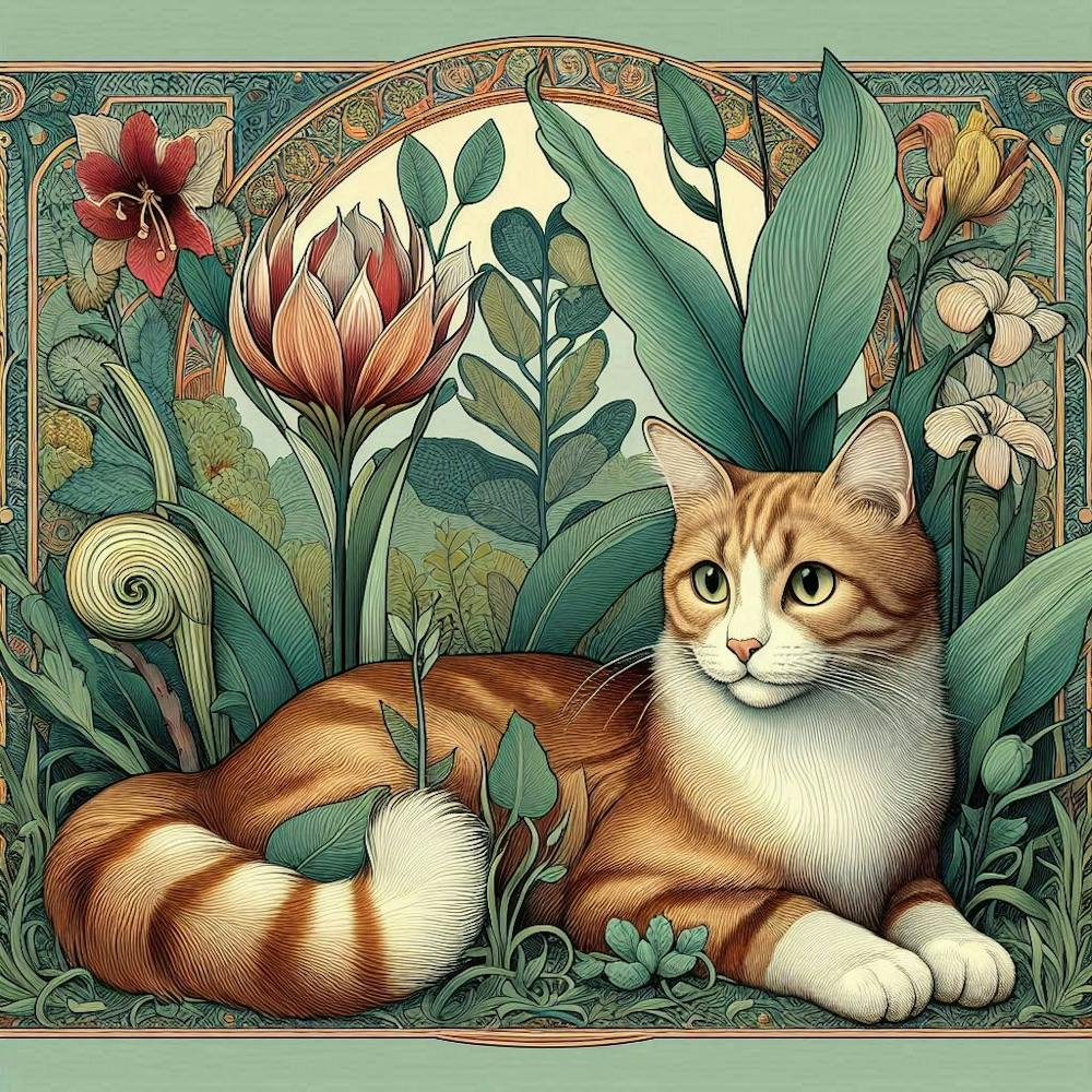 Cat In The Garden 1