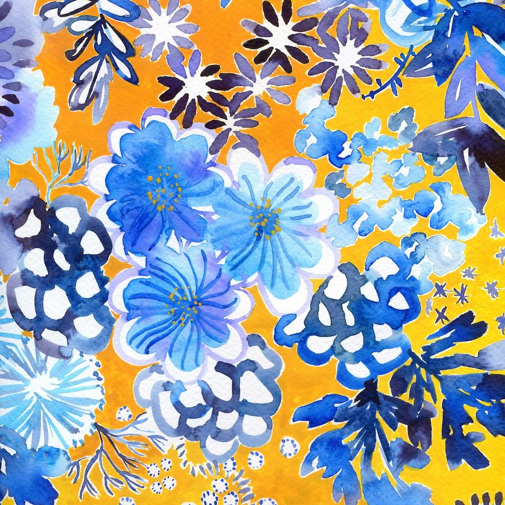 Fleurs Bleues Et Jaunes N° 2