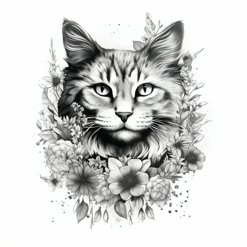 Cat With Flowers 2