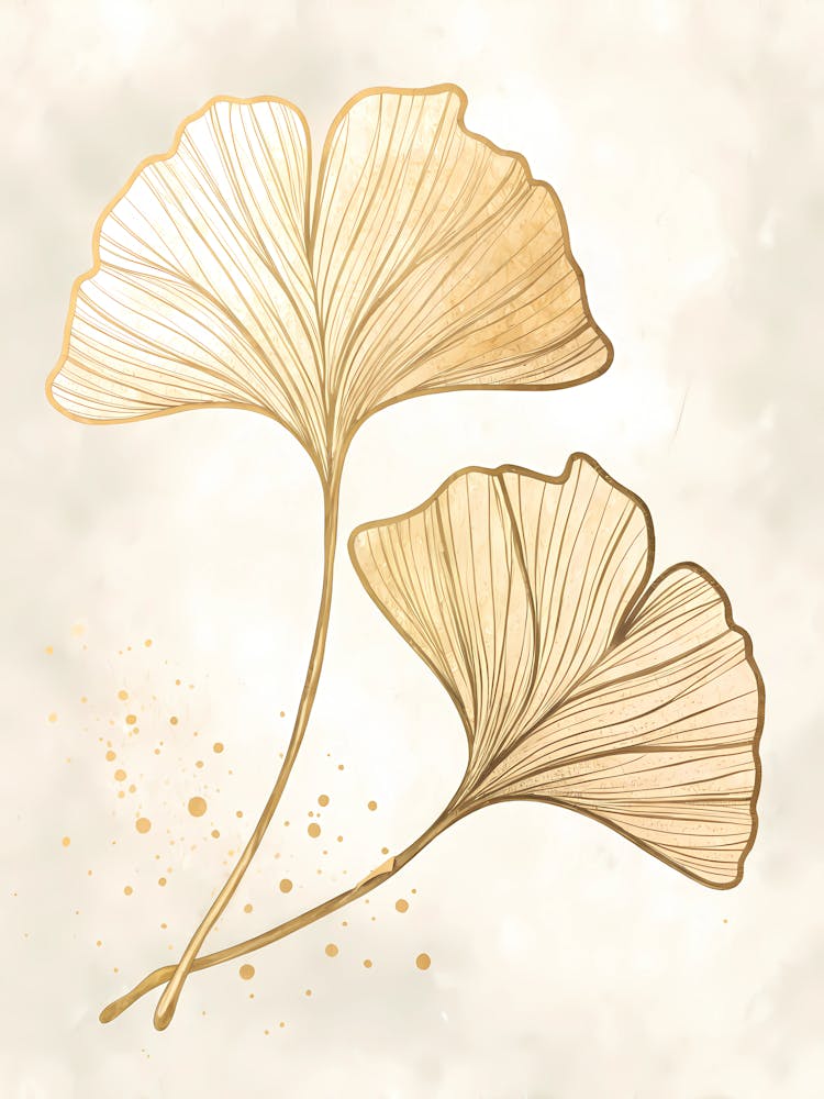 Minimalist Ink Sketch Of Ginkgo Leaf Motif In Go