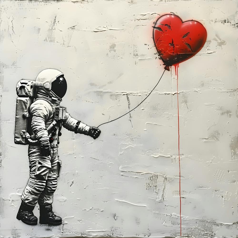 Astronaut With A Heart Balloon