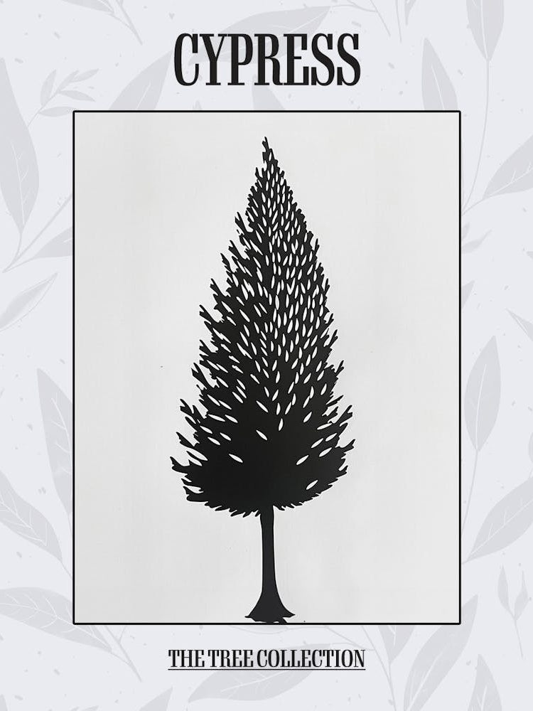 Cypress Tree Simple Geometric Nature Stencil 1 Poster