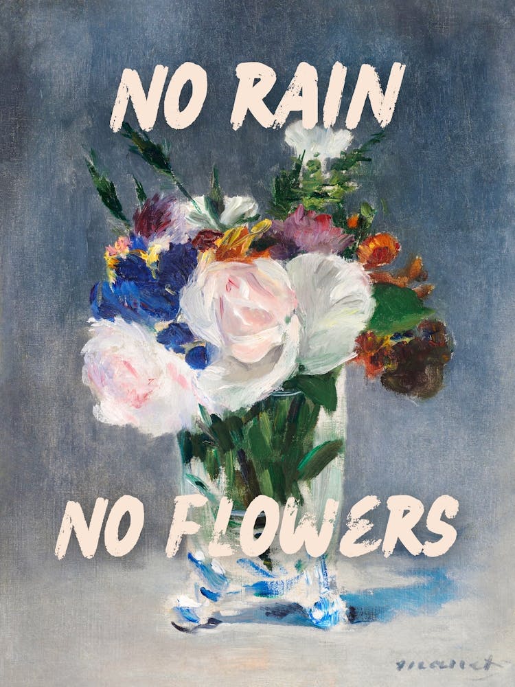 No rain no flowers Vintage altered art