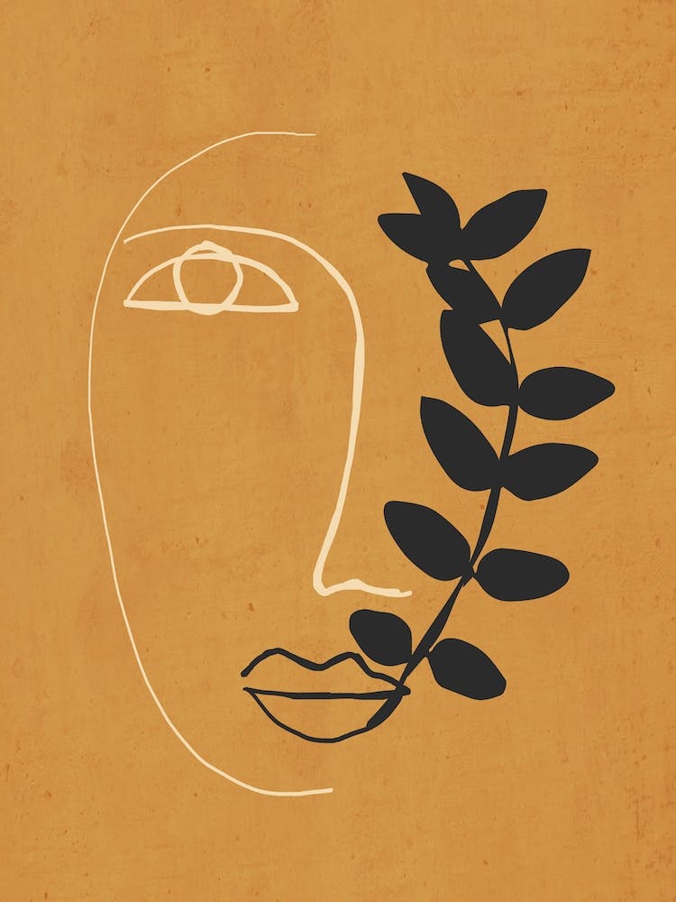 Abstract Face In Ochre