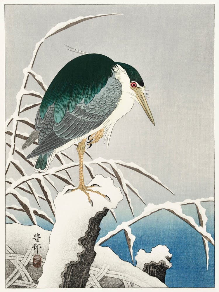Heron In Snow (1920 1930), Ohara Koson