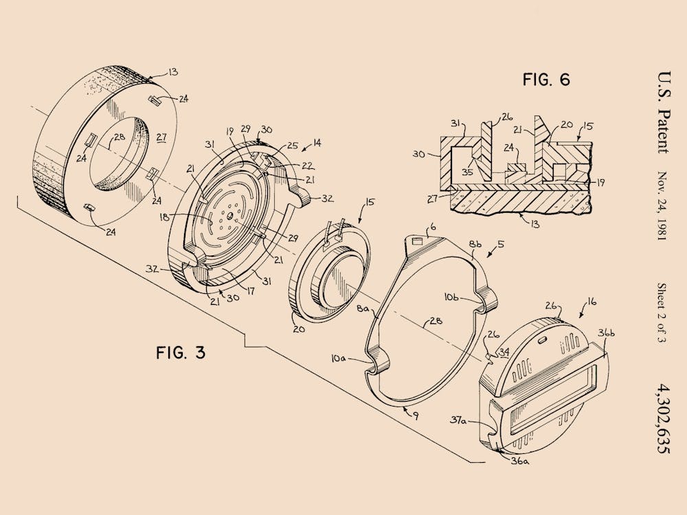 Headphones Patent Drawing Vintage Poster 02