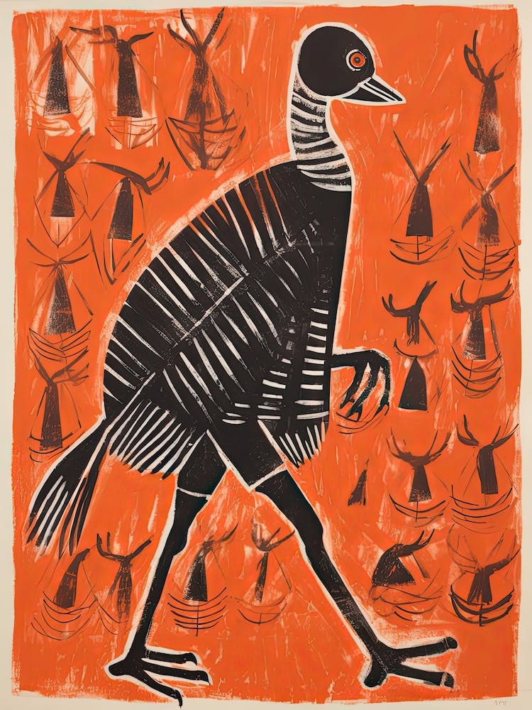 Turkey, Woodblock Animal  Drawing 3