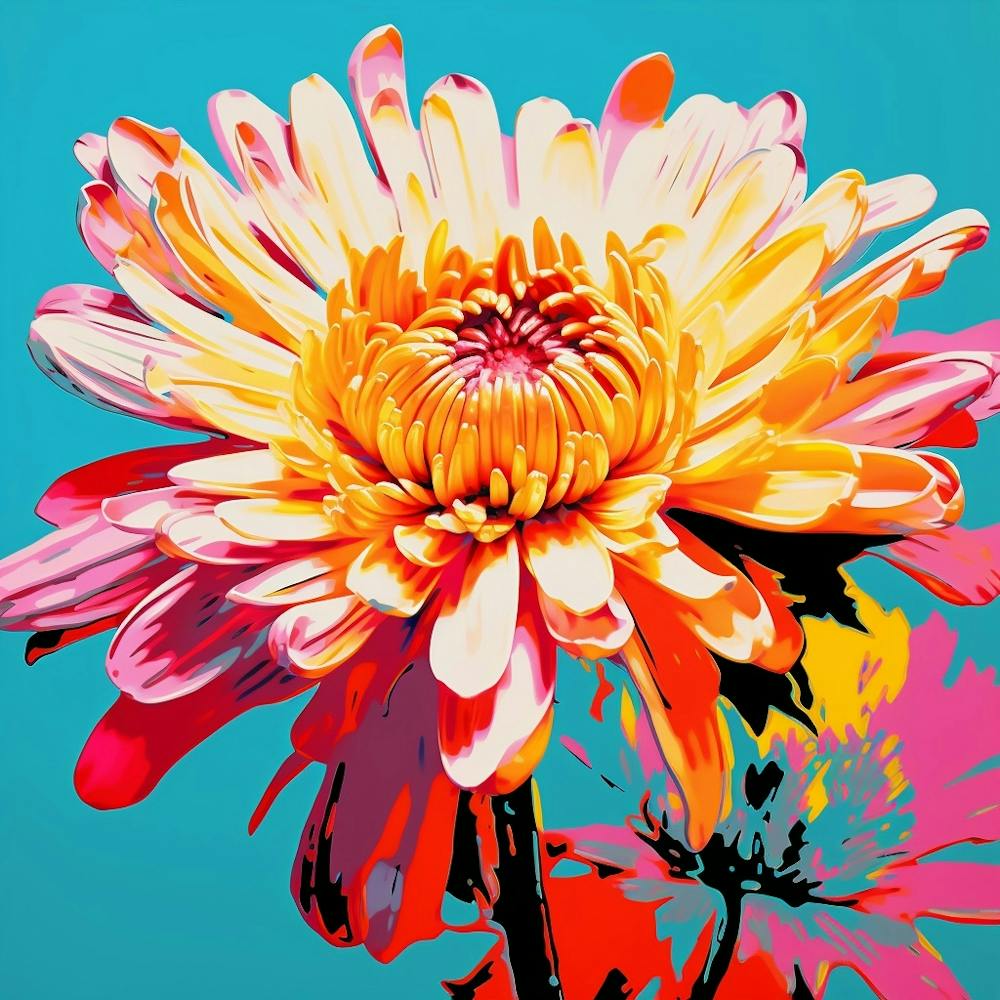 Andy Warhol Stil Pop-Art-Blumen Chrysanthemum 1 Quadrat