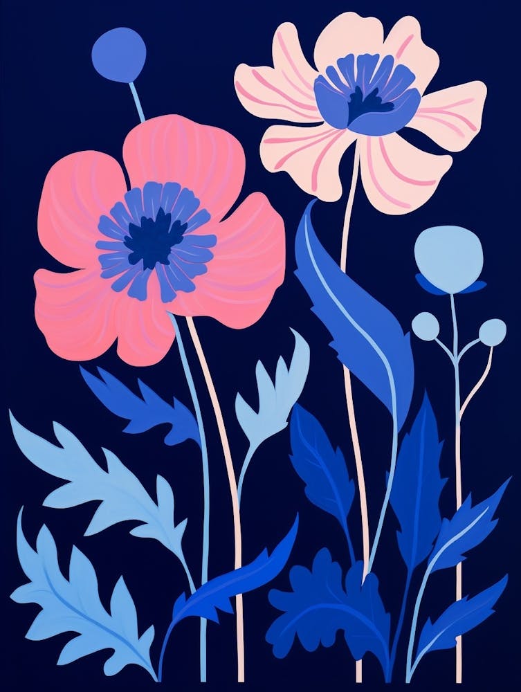 Blue Flower Illustration Peony 2