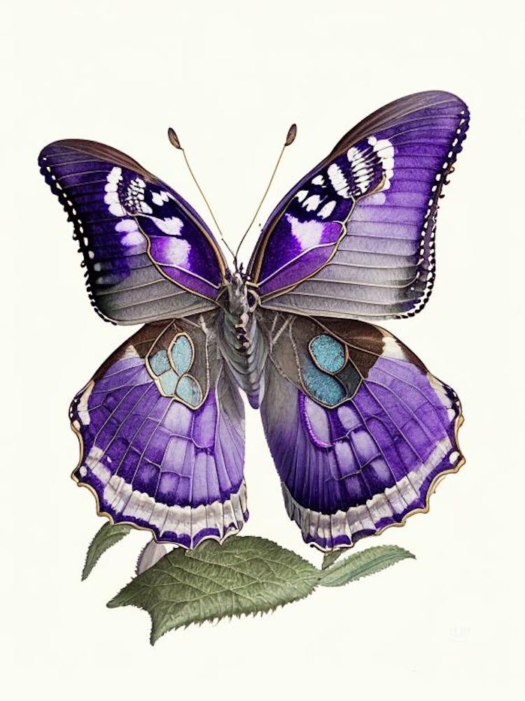 Purple Emperor Butterfly Vintage Pastel 1