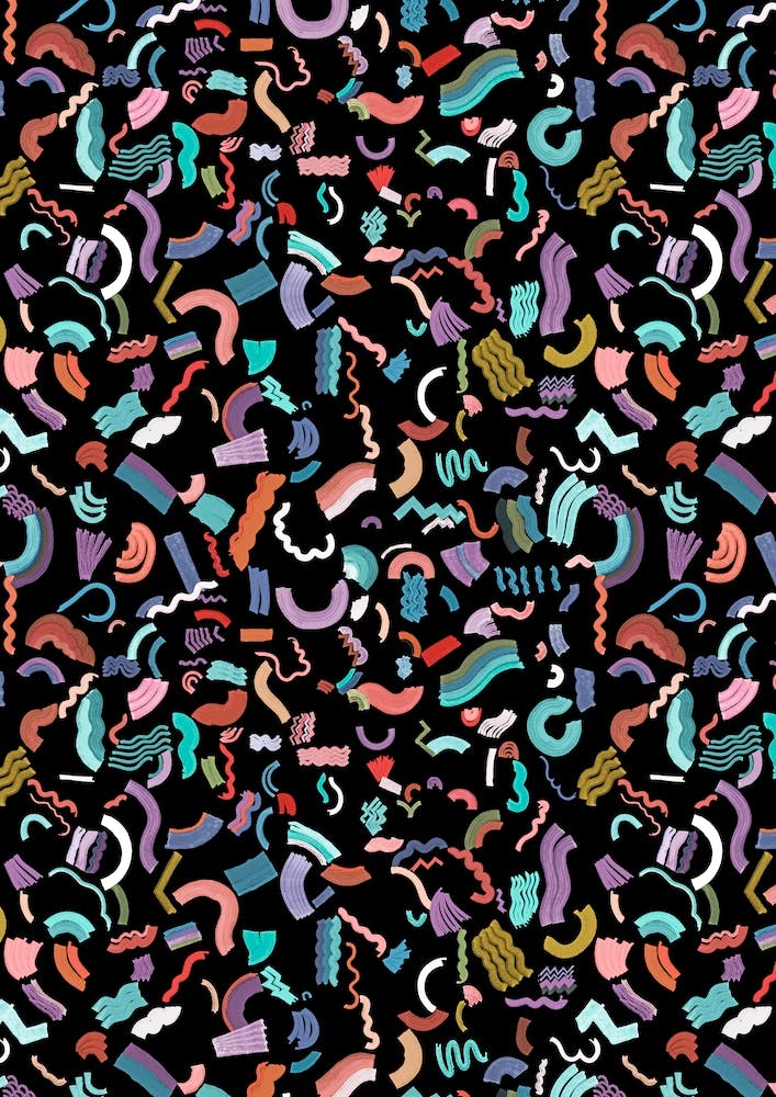 Curly And Zigzag Stripes Black