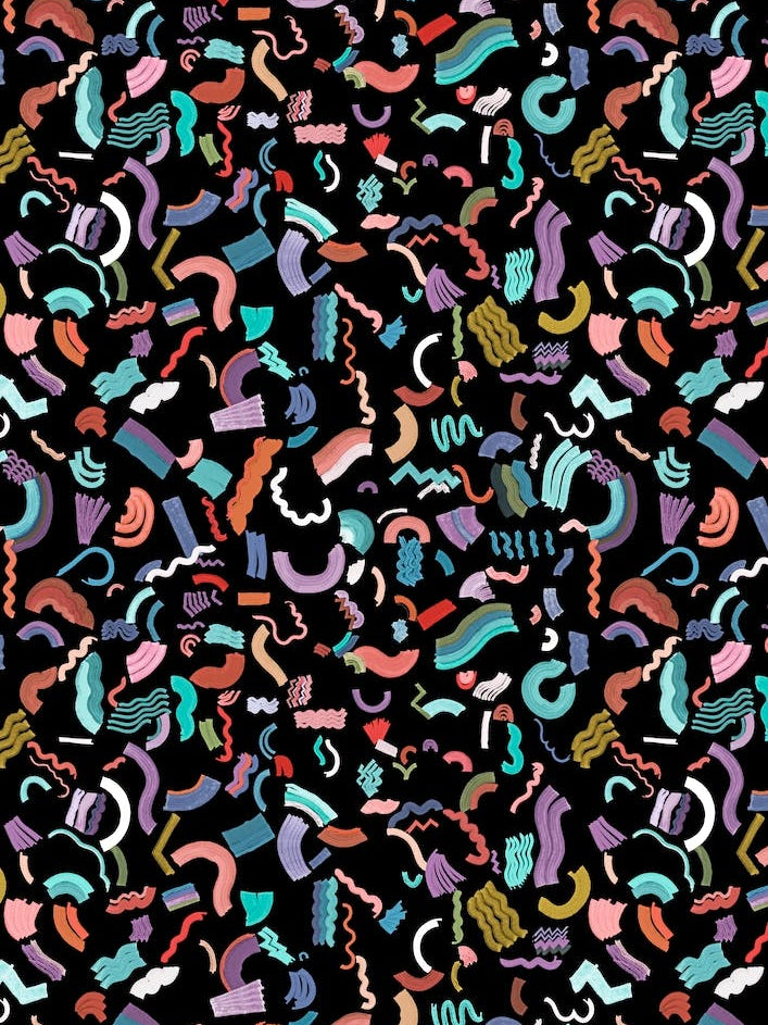 Curly And Zigzag Stripes Black