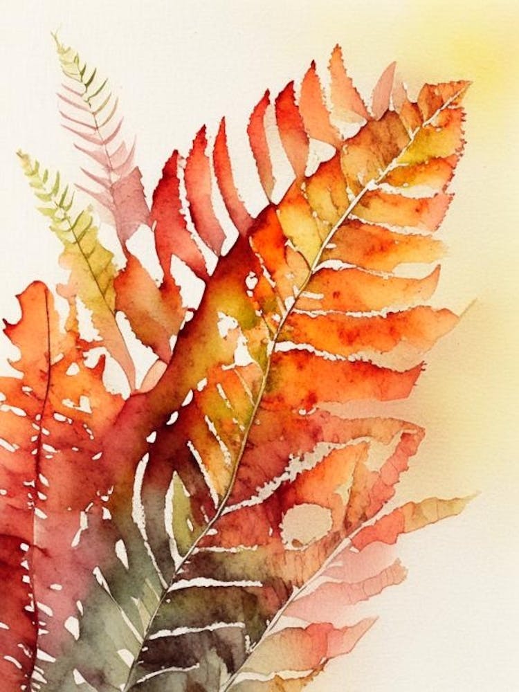 Autumn Fern Watercolour