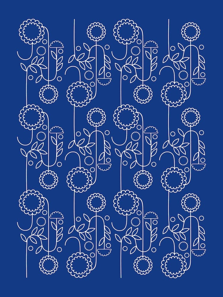 Floral Pattern Blue Background