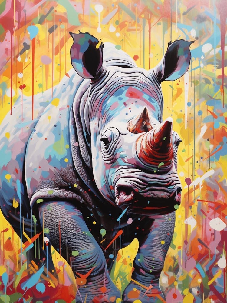 Rhino Tacheté Éclaboussures de Peinture 3