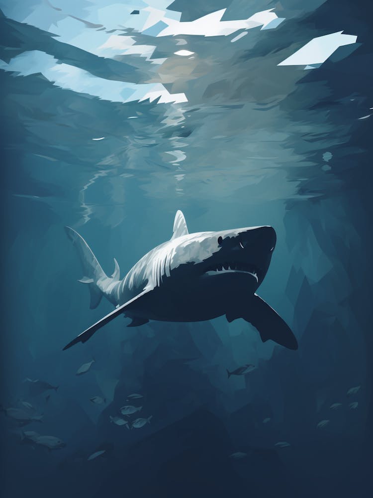 An Illustration Of A Dark Shadow Of A Shark Swimming 4