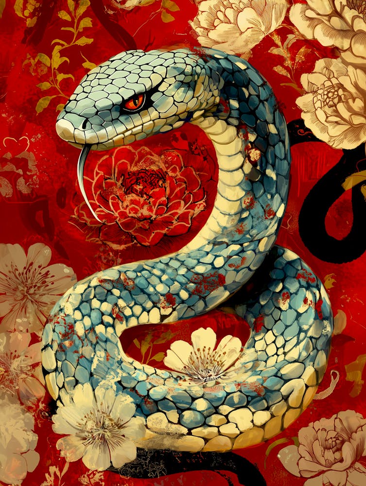 Snake With Flowers