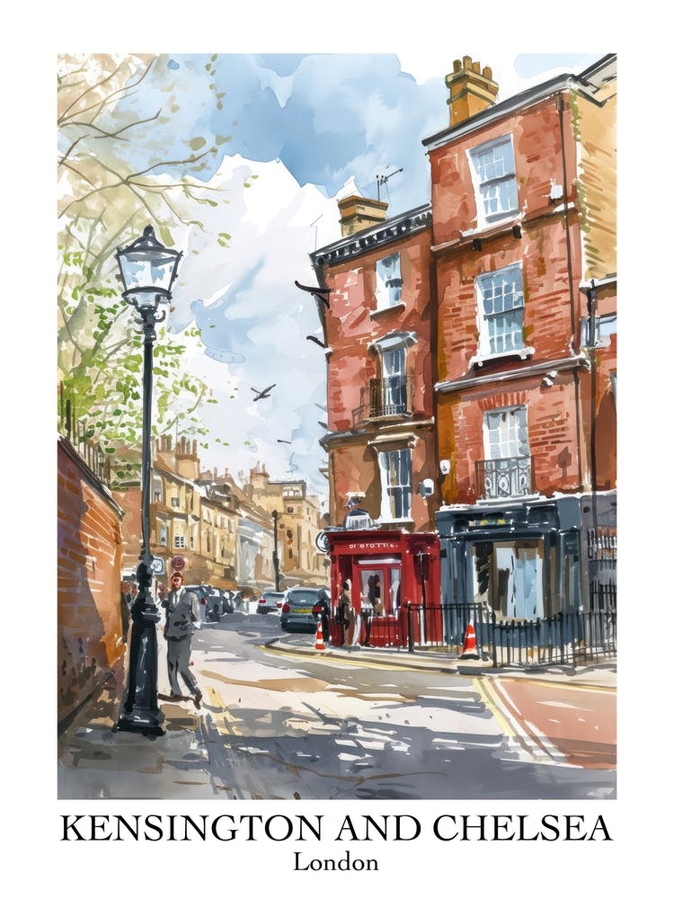 Kensington And Chelsea London Borough   Street Watercolour 6 Poster