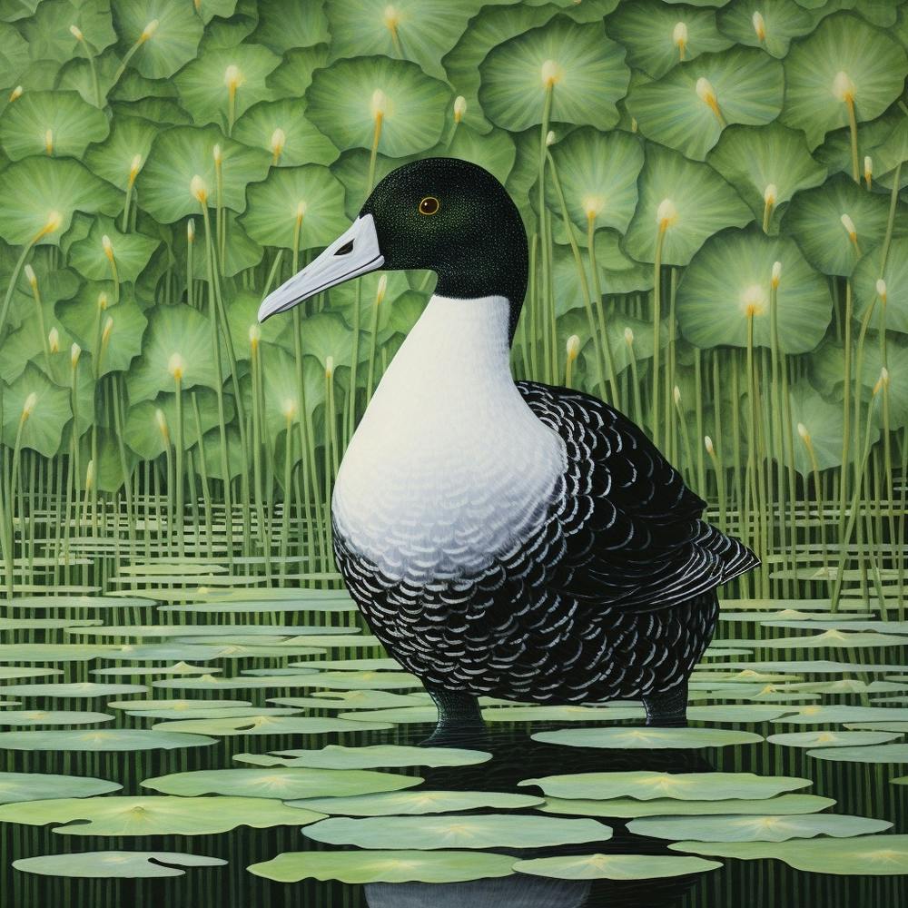 Ohara Koson Inspired Bird Painting Coot 4 Square