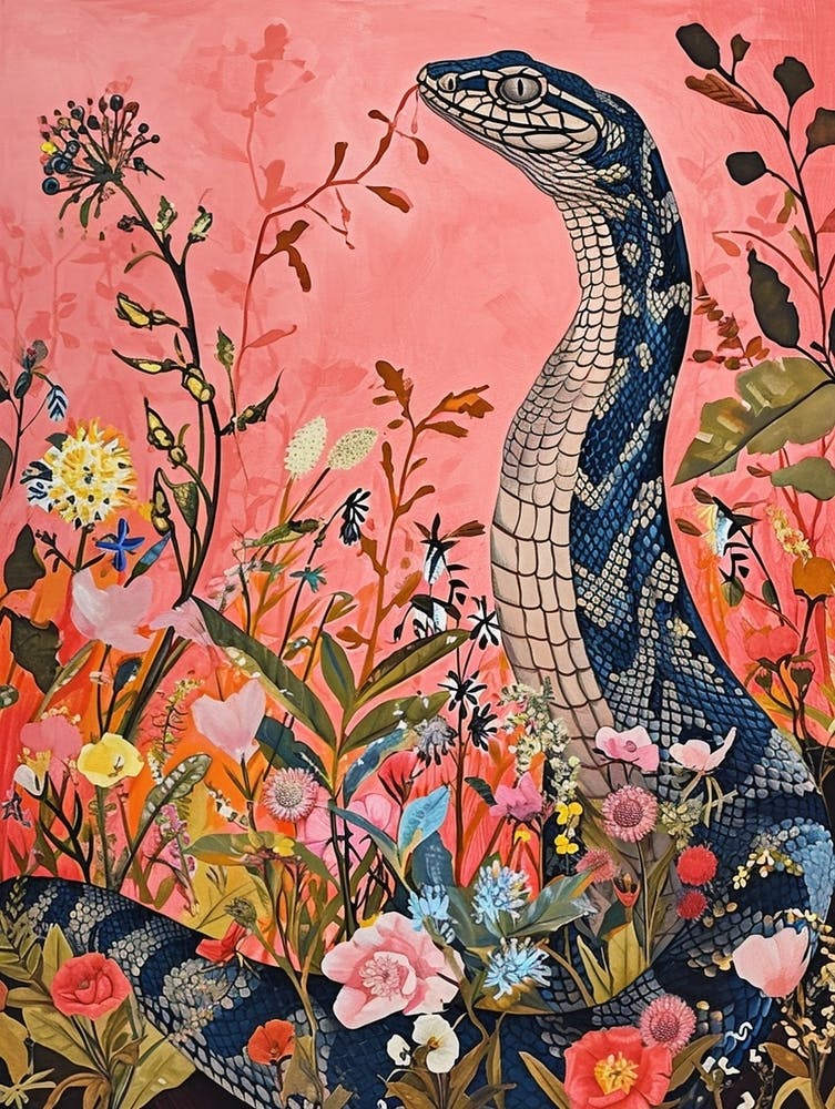 Floral Animal Painting Cobra 1