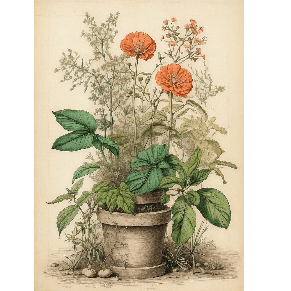 Old biological poster of plants