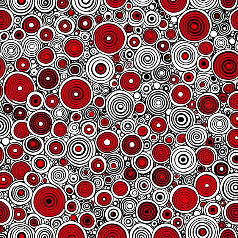 A Vibrant Retro Futuristic Seamless Pattern Featuring Atoms Red And Black And White, flat art, 207
