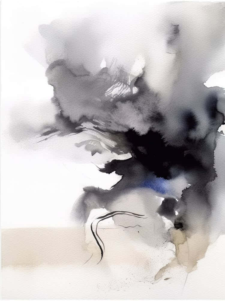 Watercolour Abstract Black And White 2