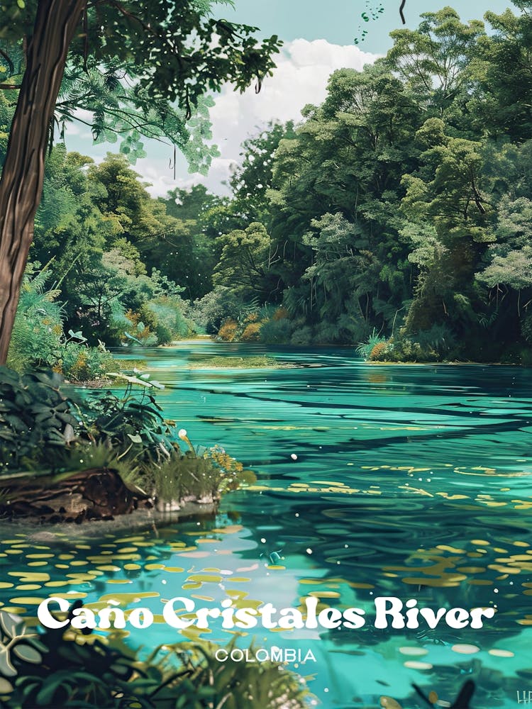 Cano Cristales River Colombia Art Illustration