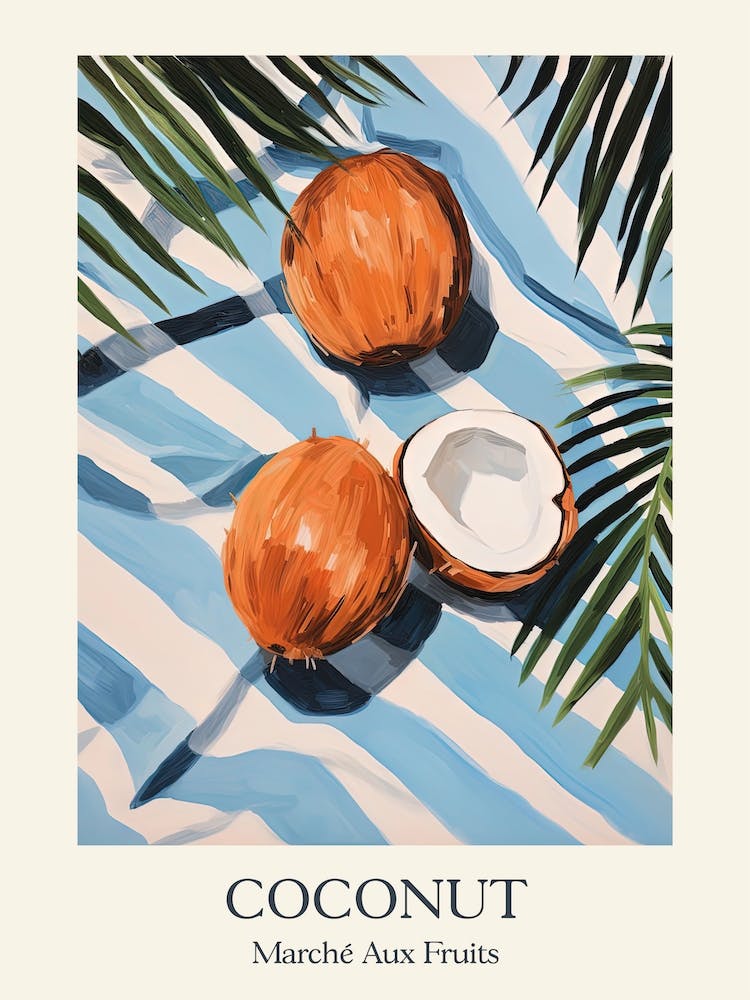 Marche Aux Fruits Coconut Fruit Summer Illustration 4