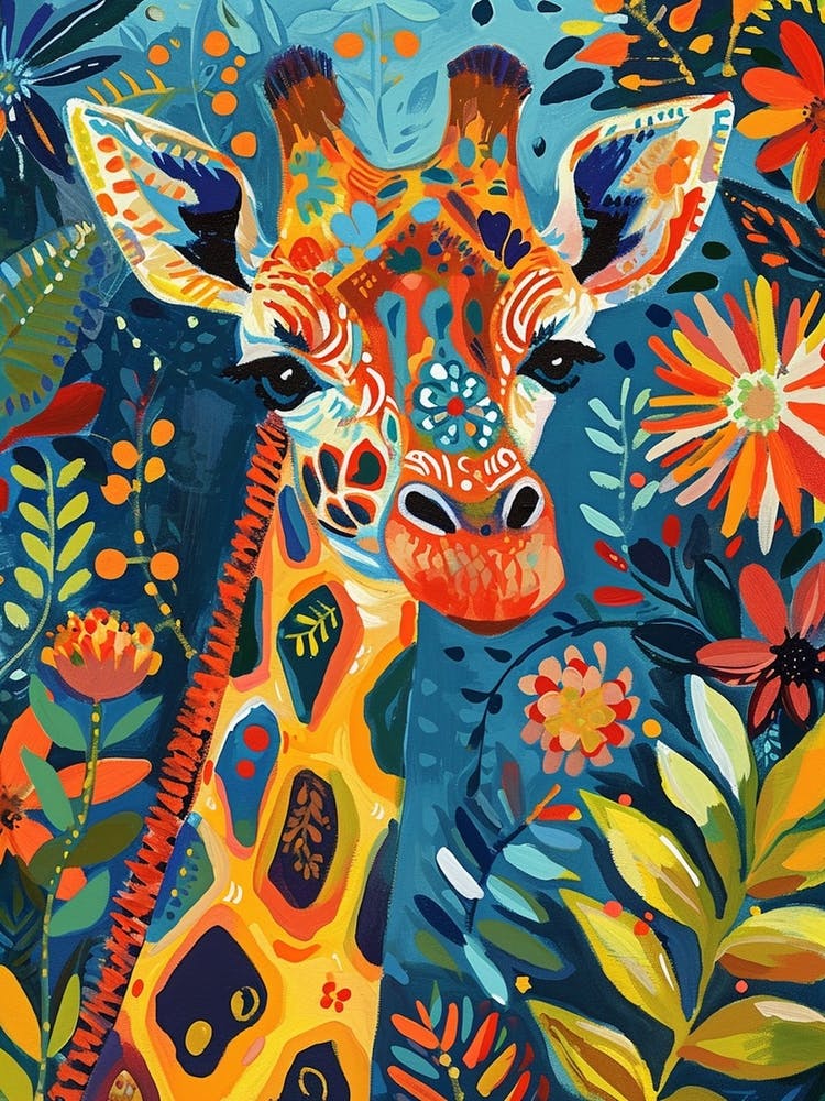 Girafe colorée avec des fleurs 5