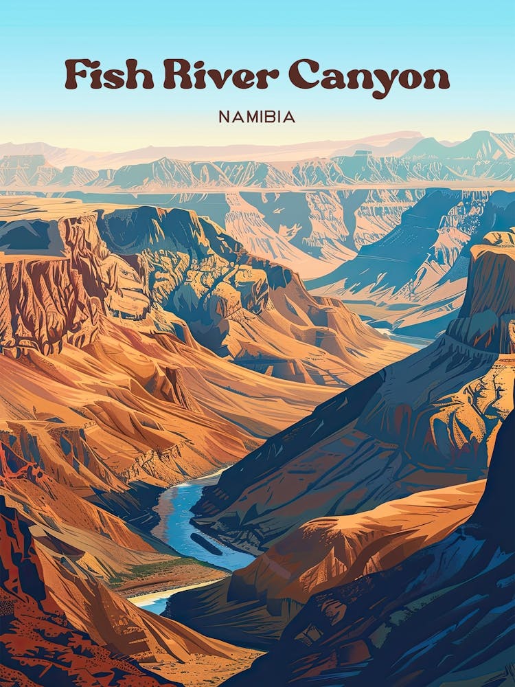 Fish River Canyon Namibia Tourist Attraction Art Illustration