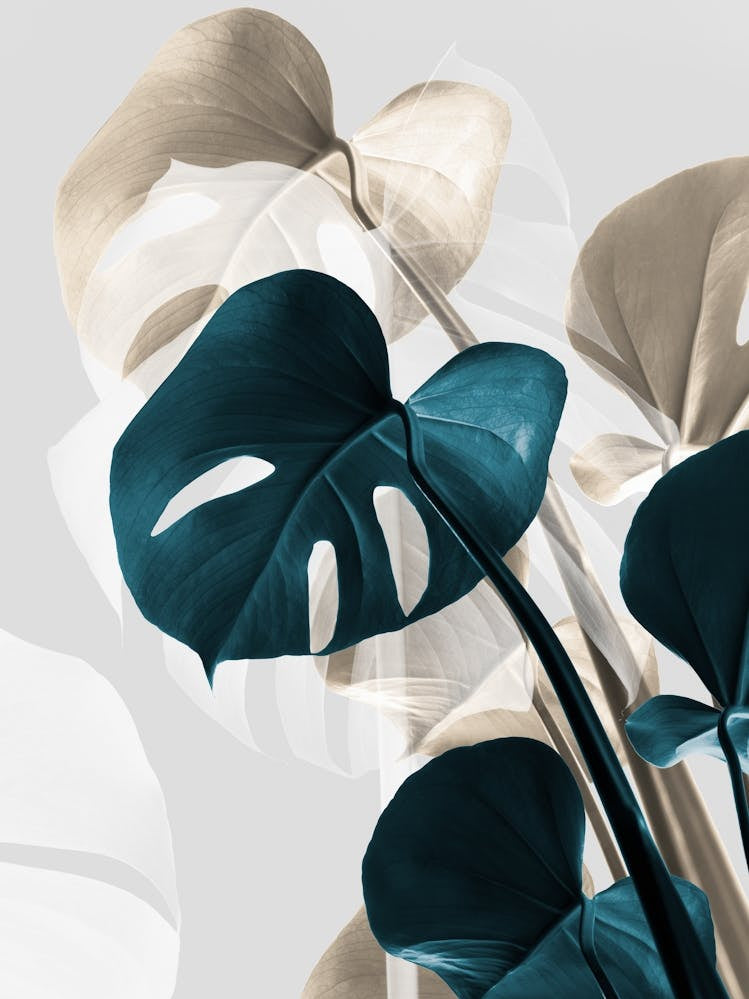Monstera Leaves Green Gold Metallic_2058434